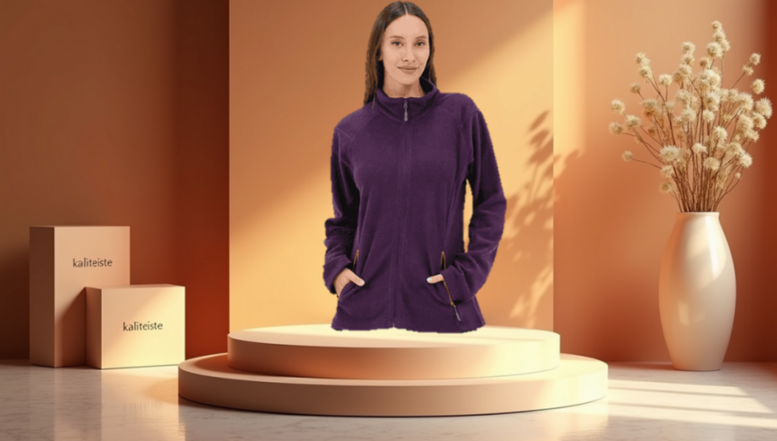 Bayan Tam Fermuarlı Sweatshirt - 3