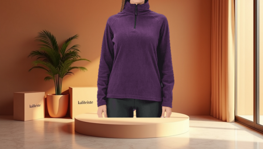 Bayan Yarım Fermuar Polar Üst - 1