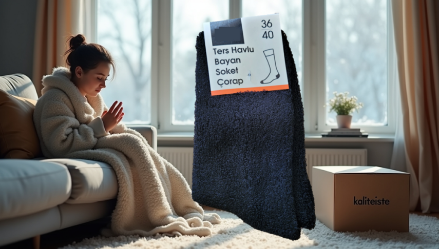 Havlu Kadın Soket Çorap Siyah - 1