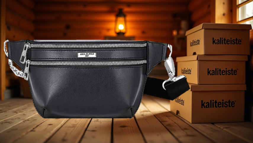 Kadın Bel Çantası Siyah Suni Deri - 1