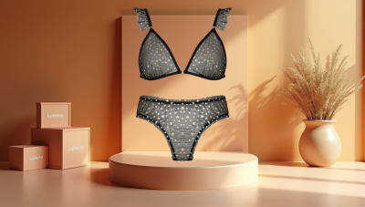 Kadın Tüllü Sütyen Slip Takım Siyah