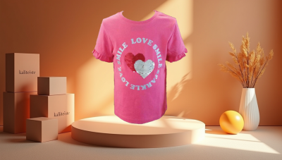 Kız Çocuk Kısa Kollu Payetli T-Shirt Pembe