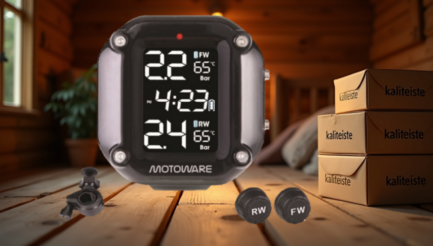 MotoWare Motorsiklet Bisiklet Lastik Basınç - Isı Kendinden Bataryalı Dijital Ekranlı Gösterge - 1