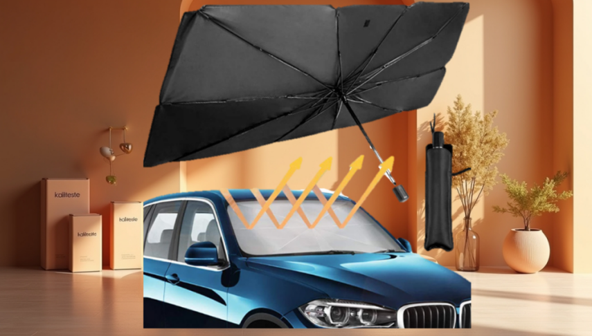 Oto Araba Güneşlik Şemsiye Tip Ön Cam Güneş Önleyici  - 1