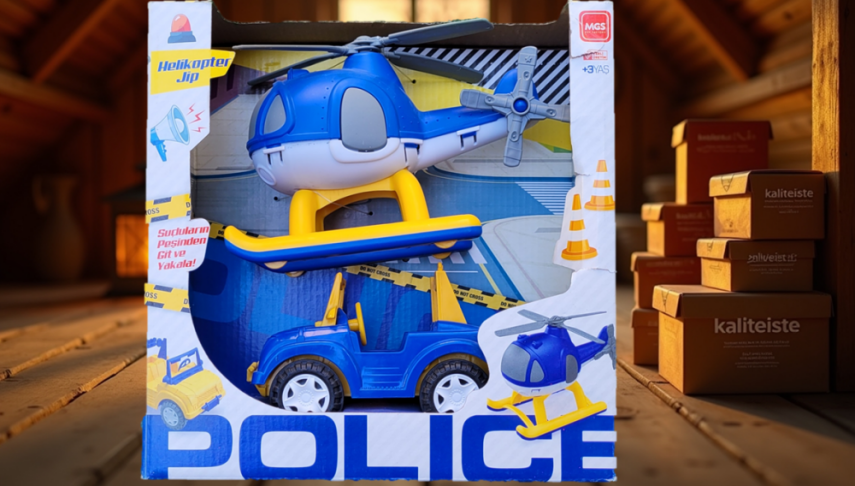 Oyuncak Polis Helikopter ve Araba Set  - 1