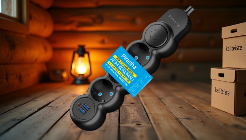 Piranha 3393 b Akım Korumalı 2 USB Girişli 3 lü Priz - 1